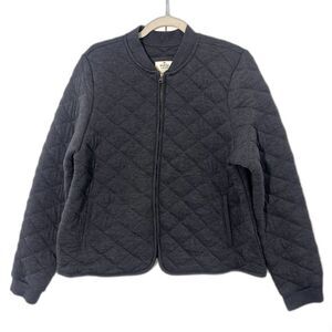 Marine layer Bomber Jacket Women's XL Gray Quilted Full Zip Long Sleeve